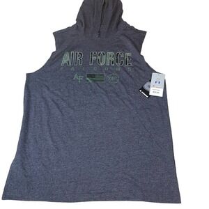 Air Force Falcons men's T-shirt hooded sleeveless camo gray military USAFA NEW